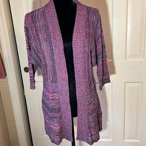 212 purple cotton open weave cardigan, size Medium